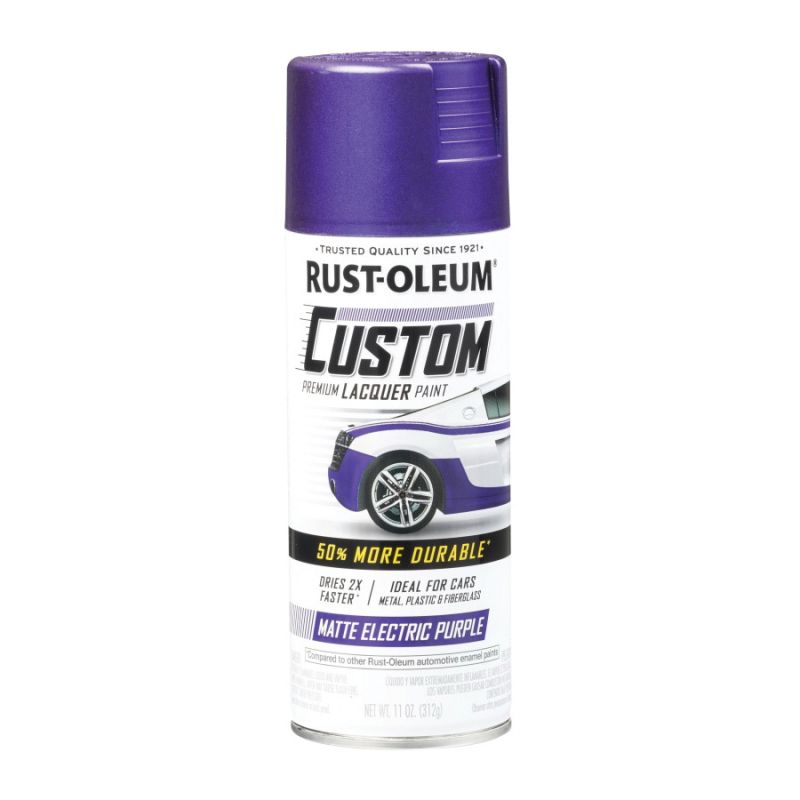 Rust-Oleum 340567 Premium Custom Lacquer Paint, Matte, Electric Purple, 11 oz, Aerosol Can Electric Purple