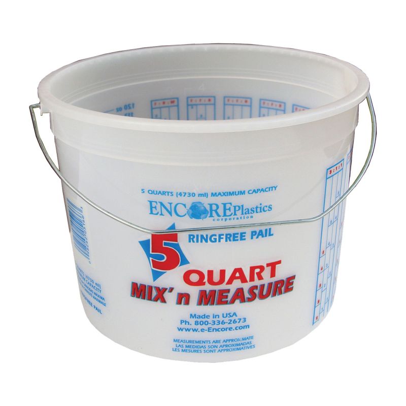 ENCORE Plastics 05166 Paint Container, 5 qt Capacity, Plastic 5 Qt