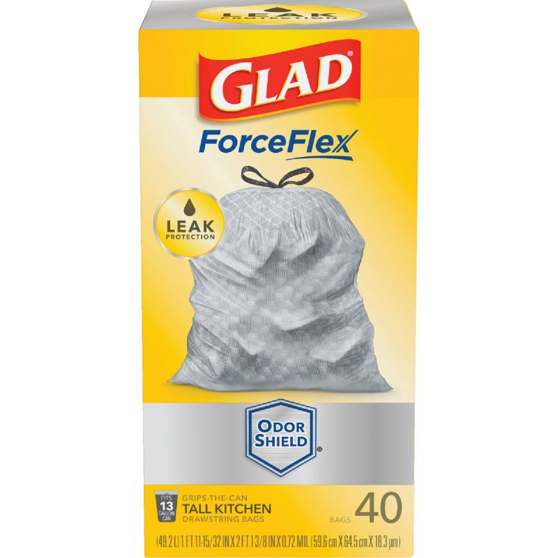 Glad ForceFlex Plus Tall Kitchen Trash Bag 13 Gal., White