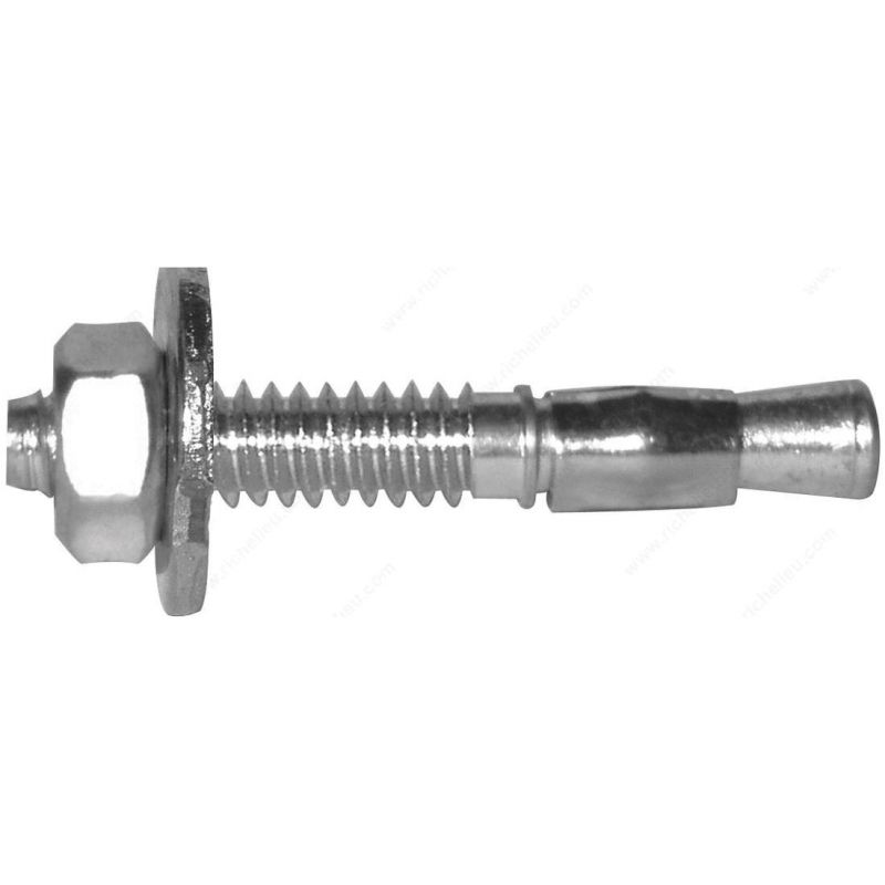 Reliable WAZ58412J Wedge Anchor, 5/8 in Dia, 4-1/2 in L, 830 kg Ceiling, 1349 kg Wall, Steel, Zinc