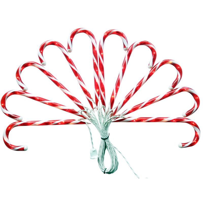 Hometown Holidays 60503 Candy Cane Lawn Stake, 125 V, 10 W, 100-Lamp, White Light, 4200 hr Average Life