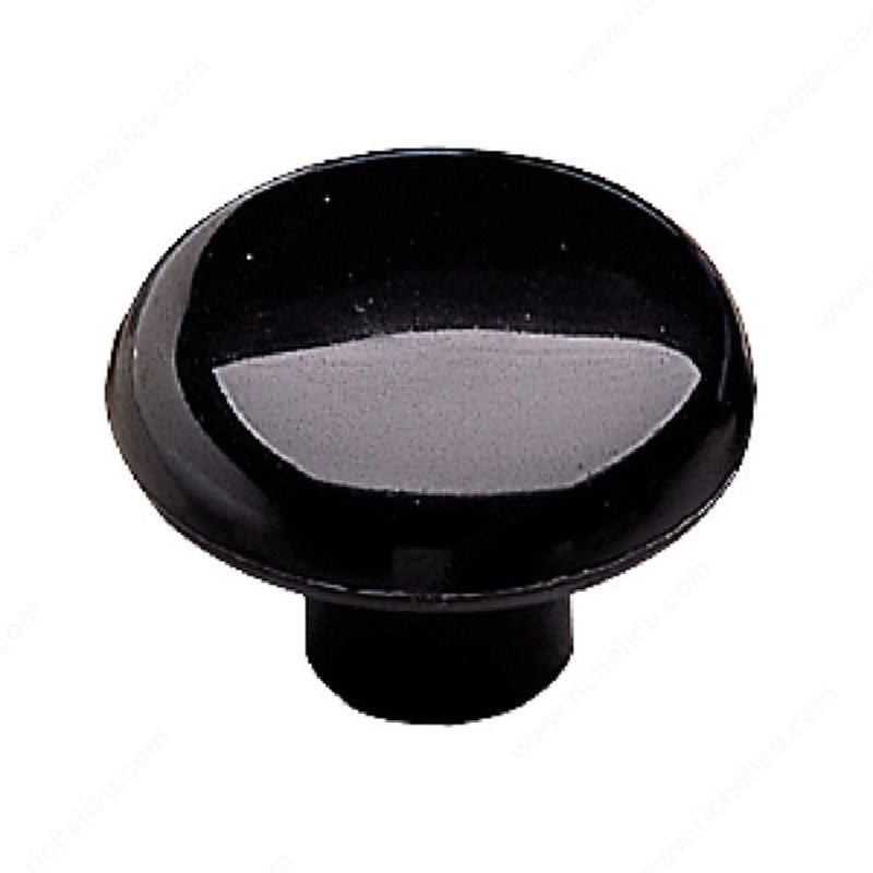Richelieu SP39011 Cabinet Knob, 1-1/32 in Projection, Plastic 1-1/2 In Dia, Black, Functional