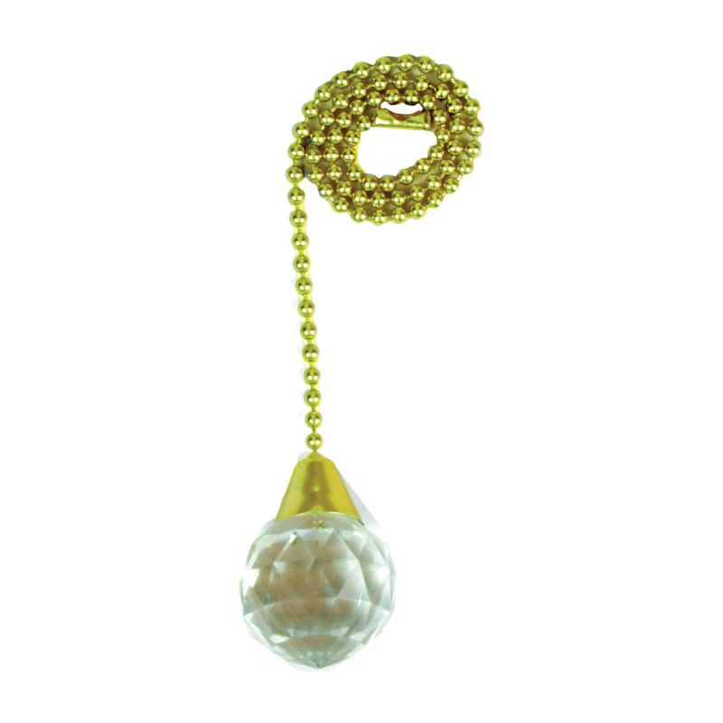 Jandorf 60320 Acrylic Sphere Pull Chain, 12 in L Chain, Solid Brass