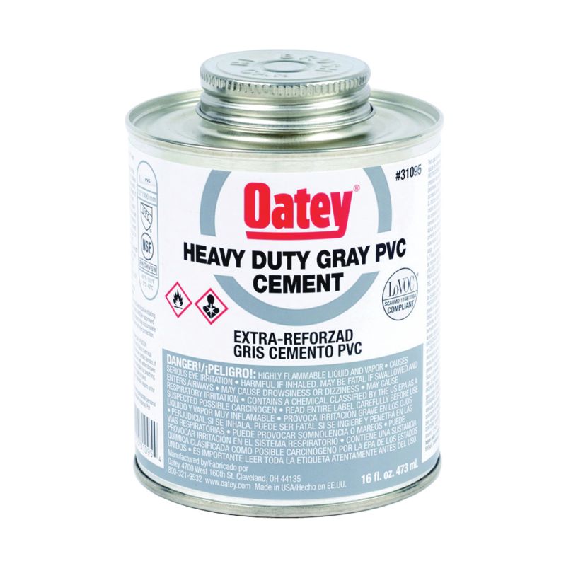 Oatey 31095 Solvent Cement, 16 oz Can, Liquid, Gray Gray