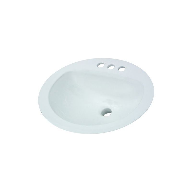 American Standard AQUALYN Series 0476.028.020 Countertop Sink, Oval Basin, 3-Deck Hole, 20-3/8 in OAW, 17-3/8 in OAH White