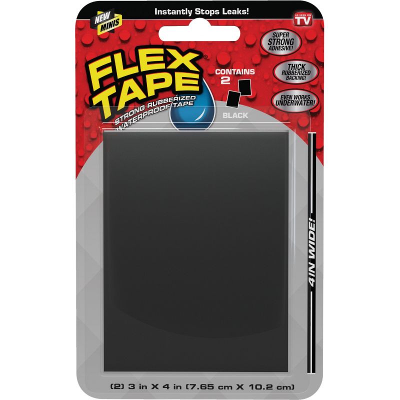 Flex Tape Rubberized Repair Tape 3 In. X 4 In., Black