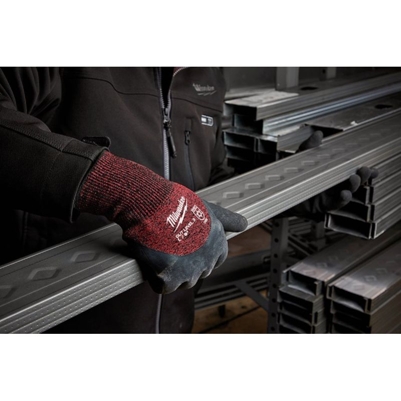 Milwaukee Latex Coated Cut Level 3 Insulated Glove M, Red &amp; Black