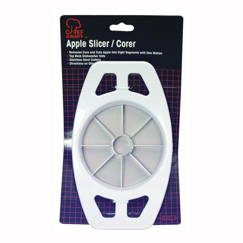 Chef Craft 20021 Apple Slicer, Stainless Steel Blade, Plastic Handle, White, Dishwasher Safe: Yes White