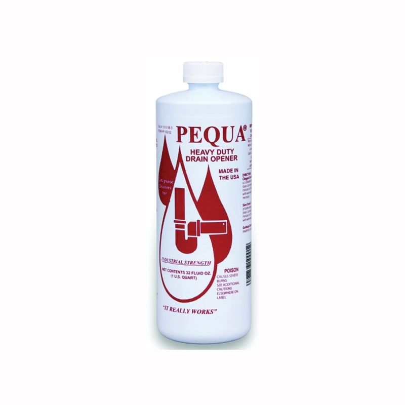 Pequa P-10232 Drain Opener, Liquid, Clear, Odorless, 1 qt Bottle Clear