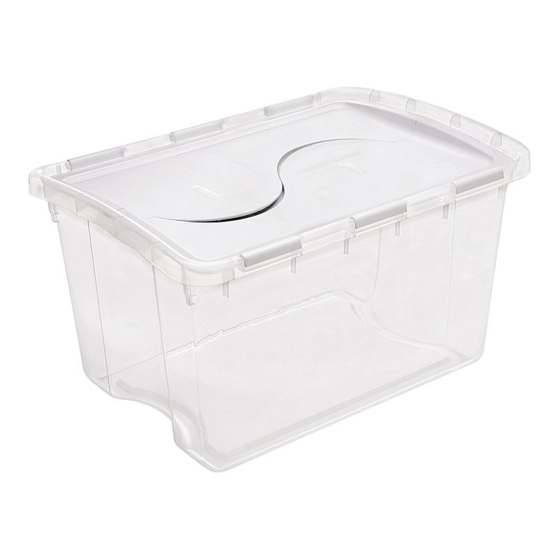 Sterilite 19148006 Storage Box, Plastic, Clear/White, 22-3/8 in L, 15-7/8 in W, 13-1/8 in H 48 Qt, Clear/White