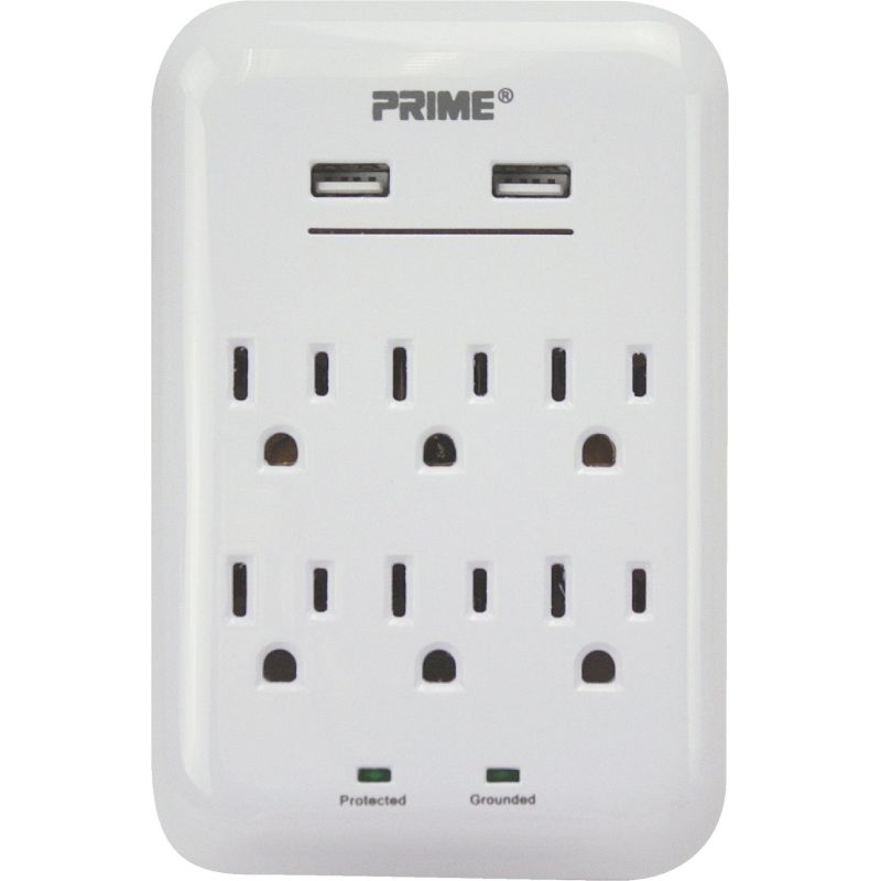 Prime Wire &amp; Cable 6-Outlet USB Charger White, 3.4