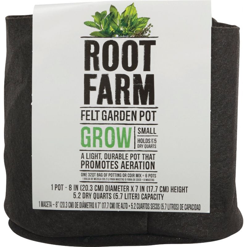 Root Farm Felt Garden Pot 2 Gal., Black