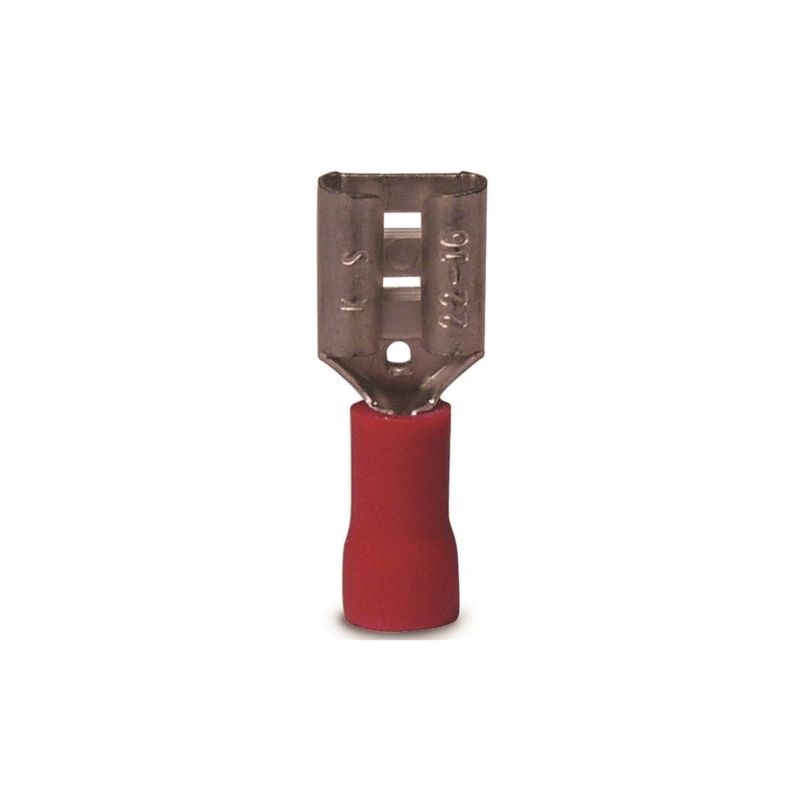 Gardner Bender 10-141F Disconnect Terminal, 600 V, 22 to 16 AWG Wire, 1/4 in Stud, Vinyl Insulation, Red, 21/PK Red