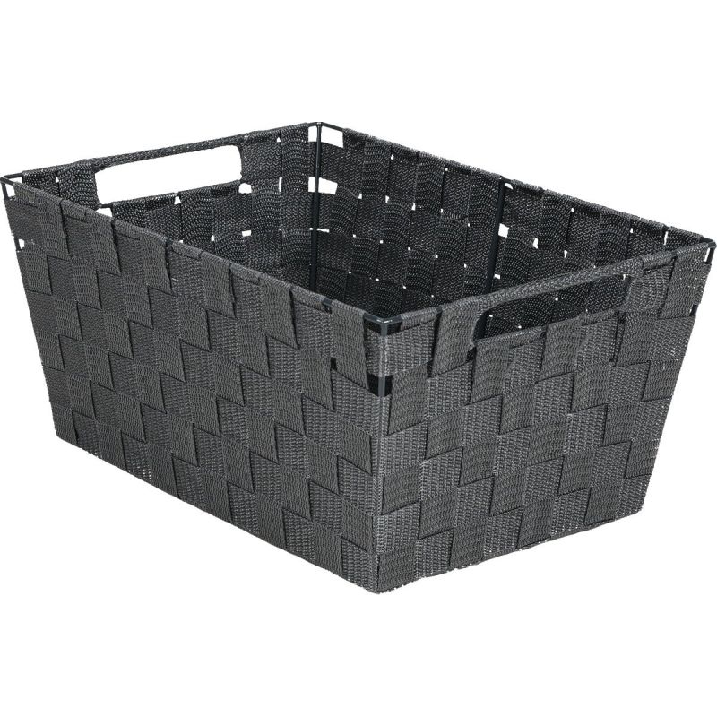 Home Impressions Woven Storage Basket With Handles Gray