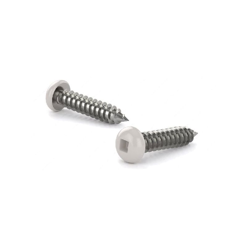 Reliable PKASW834VP Screw, #8-15 Thread, 3/4 in L, Pan Head, Square Drive, Self-Tapping, Type A Point, Stainless Steel, 100/BX Red/White