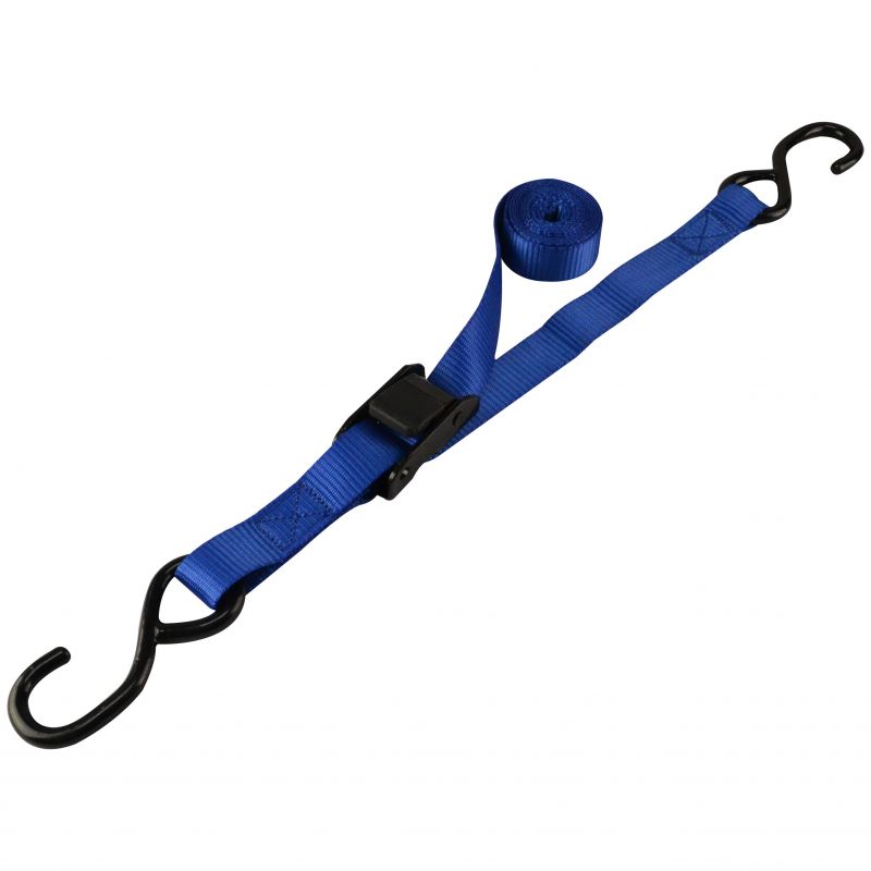 ProSource FH64051 Tie-Down, 1 in W, 6 ft L, Polyester Webbing, Metal Buckle, Blue, 400 lb, S-Hook End Fitting Blue