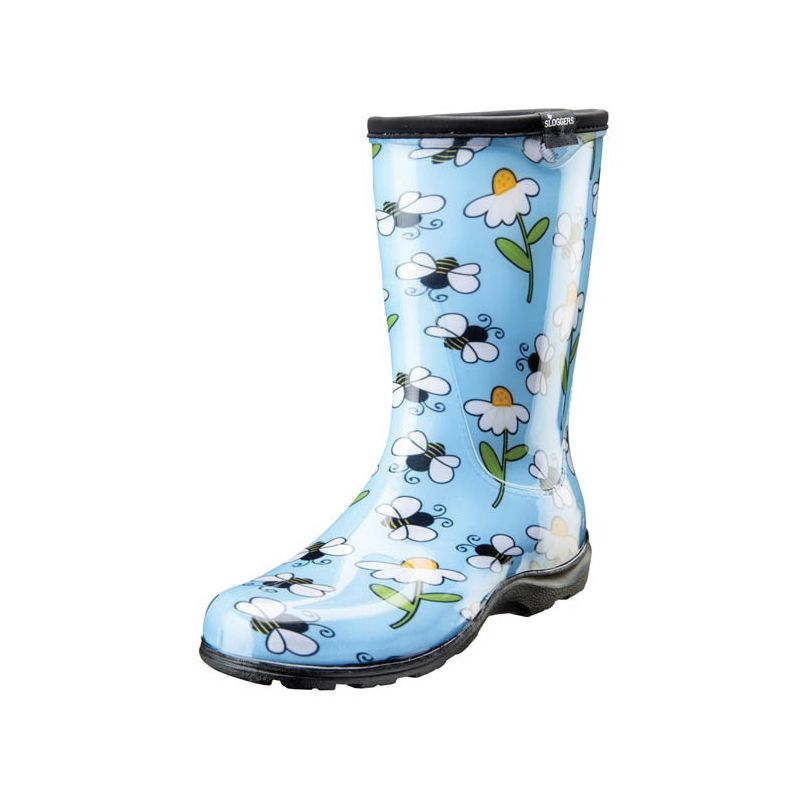 Sloggers 5020BEEBL-8 Rain and Garden Boots, 8, 15-1/2 in W, Bee, Light Blue 8, Light Blue