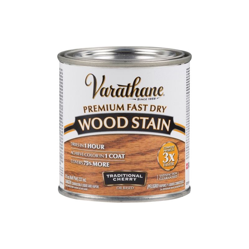 Varathane 262027 Wood Stain, Traditional Cherry, Liquid, 0.5 pt, Can Traditional Cherry