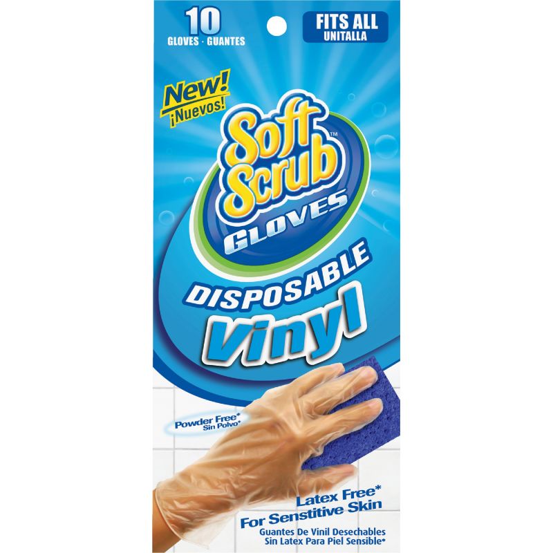 Soft Scrub Vinyl Disposable Glove 1 Size Fits Most, Clear