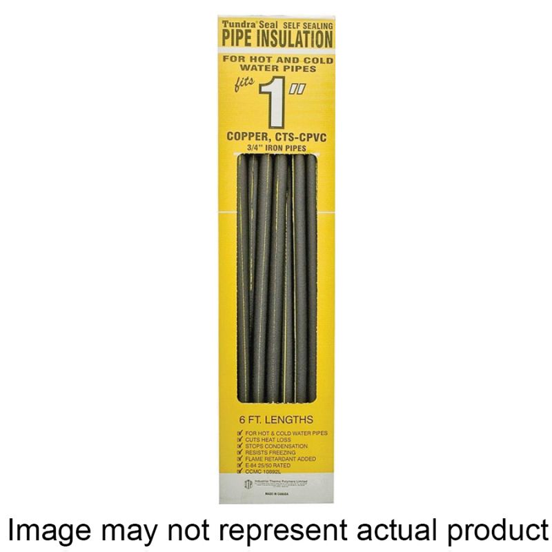 Tundra 31181T Pipe Insulation, 1-1/8 in ID x 1-7/8 in OD Dia, 6 ft L, Polyolefin, Charcoal Charcoal (Pack of 40)