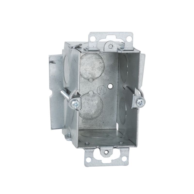 Raco 509 Gangable Switch Box, 1-Gang, 1-Outlet, 4-Knockout, 1/2 in Knockout, Steel, Gray, Galvanized, Ear Bracket Gray