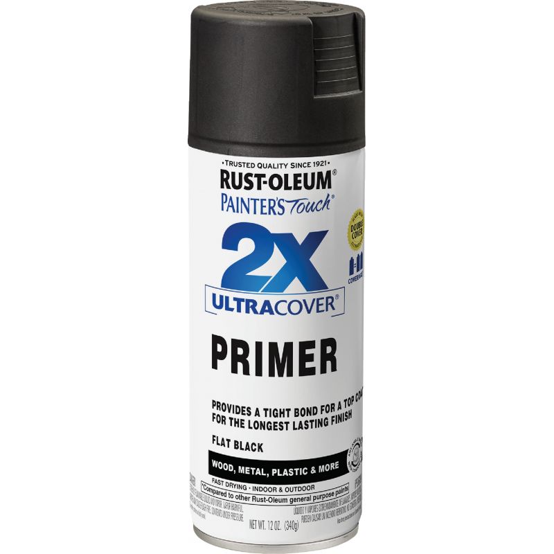 Rust-Oleum Painter&#039;s Touch 2X Ultra Cover All-Purpose Spray Primer Flat Black, 12 Oz.