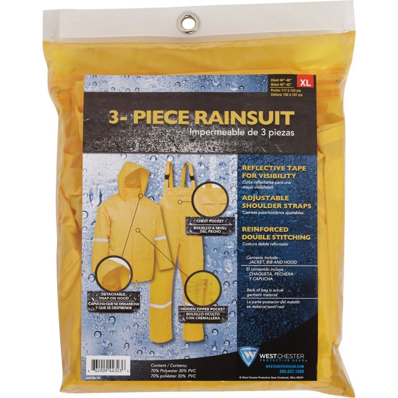 West Chester 3-Piece Yellow Rain Suit XL, Yellow
