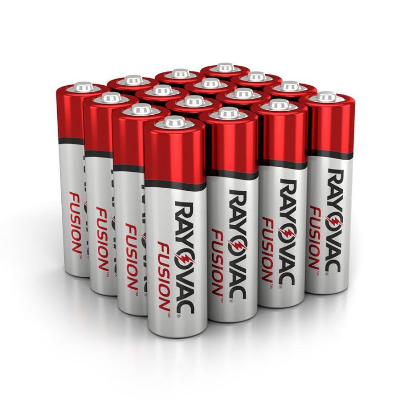 Rayovac FUSION 815-16LTFUSK Premium Battery, 1.5 V Battery, 2700 mAh, AA Battery, Alkaline, Zinc, Red/Silver Red/Silver