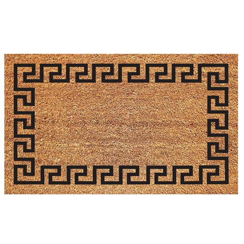 DeCoir 77FLGKY830 Non-Slip Door Mat, 18 in L, 30 in W, Rectangular, Greek Key Pattern, Black/Tan Black/Tan