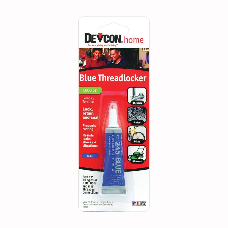 Devcon 24345 Threadlocker, Liquid, Mild, Blue, 0.2 oz, Bottle Blue