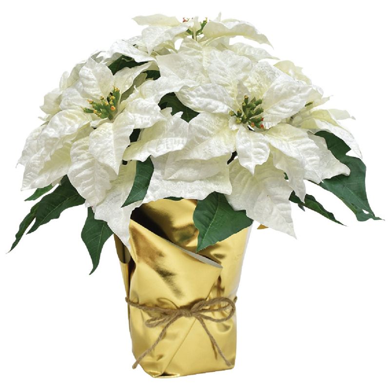 17 In. Poinsettia Winter White (Pack of 4)