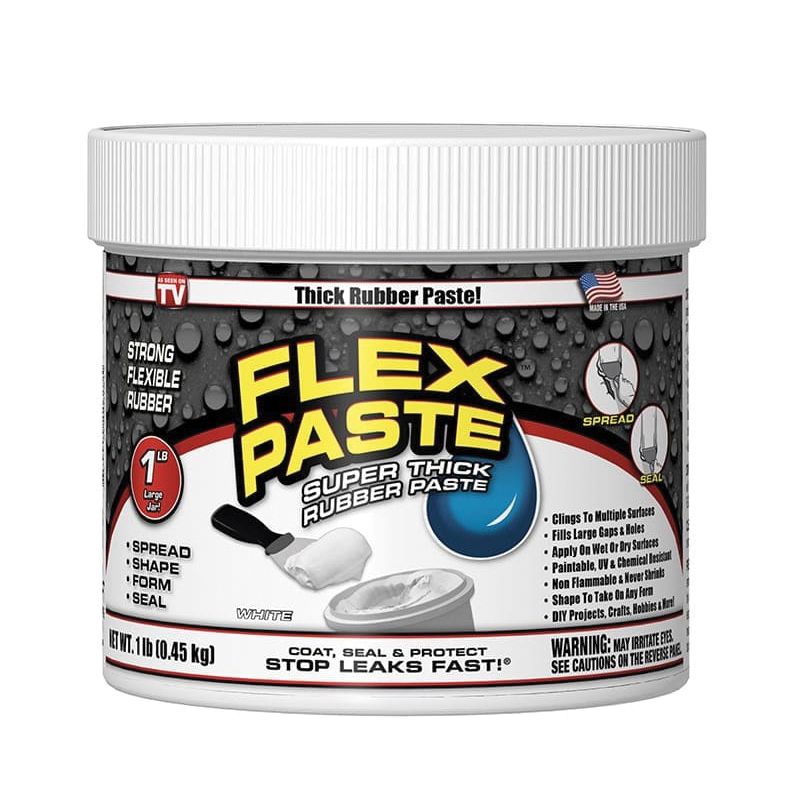 Flex Paste PFSWHTR16 Rubberized Adhesive, White, 1 lb, Jar White