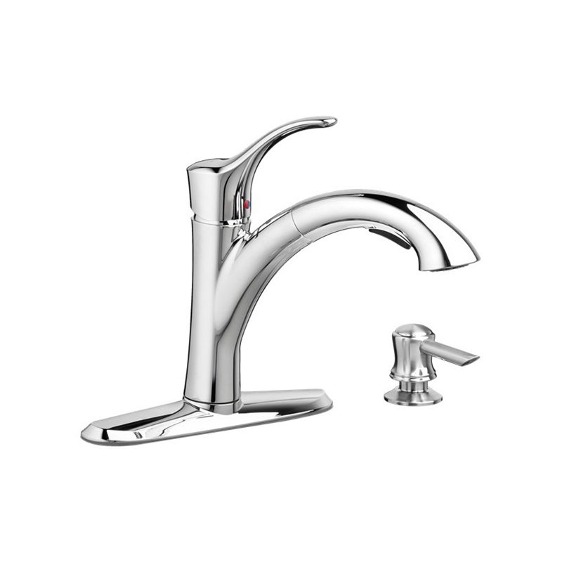 American Standard Mesa 9015.101.002 Pull-Out Kitchen Faucet with Soap Dispenser, 1.8 gpm, 1-Faucet Handle, Swivel Spout