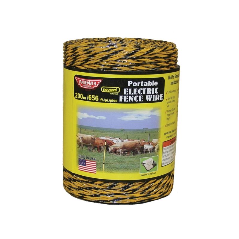 Parmak 121 Electric Fence Wire, 3-Conductor, Aluminum Conductor, Yellow/Black, 656 ft L Yellow/Black