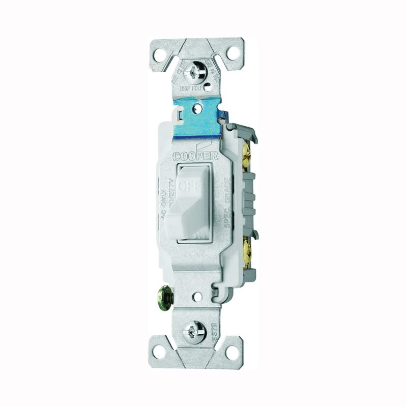 Eaton Wiring Devices CS115W Toggle Switch, 15 A, 120/277 V, Screw Terminal, Nylon Housing Material, White White