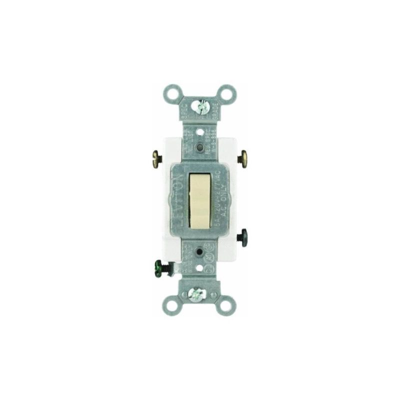 Leviton S01-CS315-2IS Toggle Switch, 15 A, 120/277 V, Screw Terminal, Thermoplastic Housing Material, Ivory Ivory