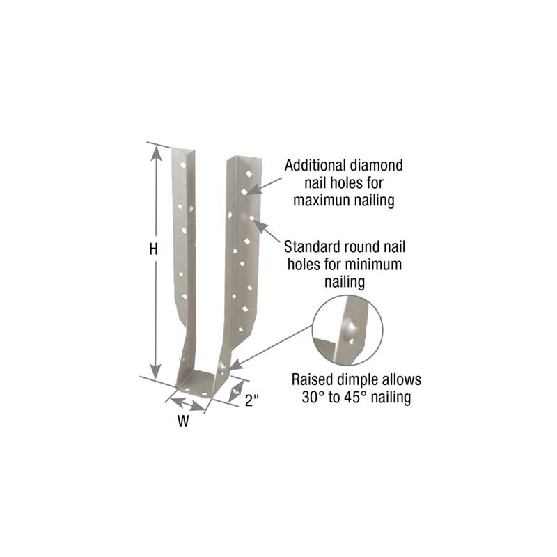 MiTek THF25112 I-Joist Hanger, 11-1/8 in H, 2-1/2 in D, 2-1/2 in W, 2-1/2 x 11-7/8 in, Galvanized Steel, Face Mounting 2-1/2 X 11-7/8 In