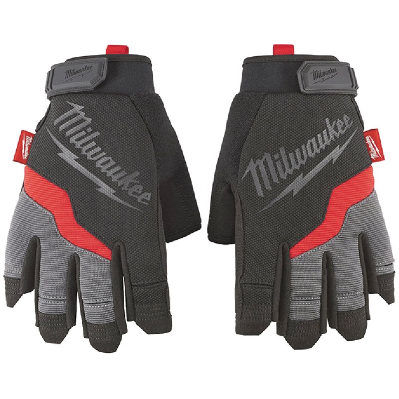 Milwaukee Performance Fingerless Work Glove M, Red &amp; Black