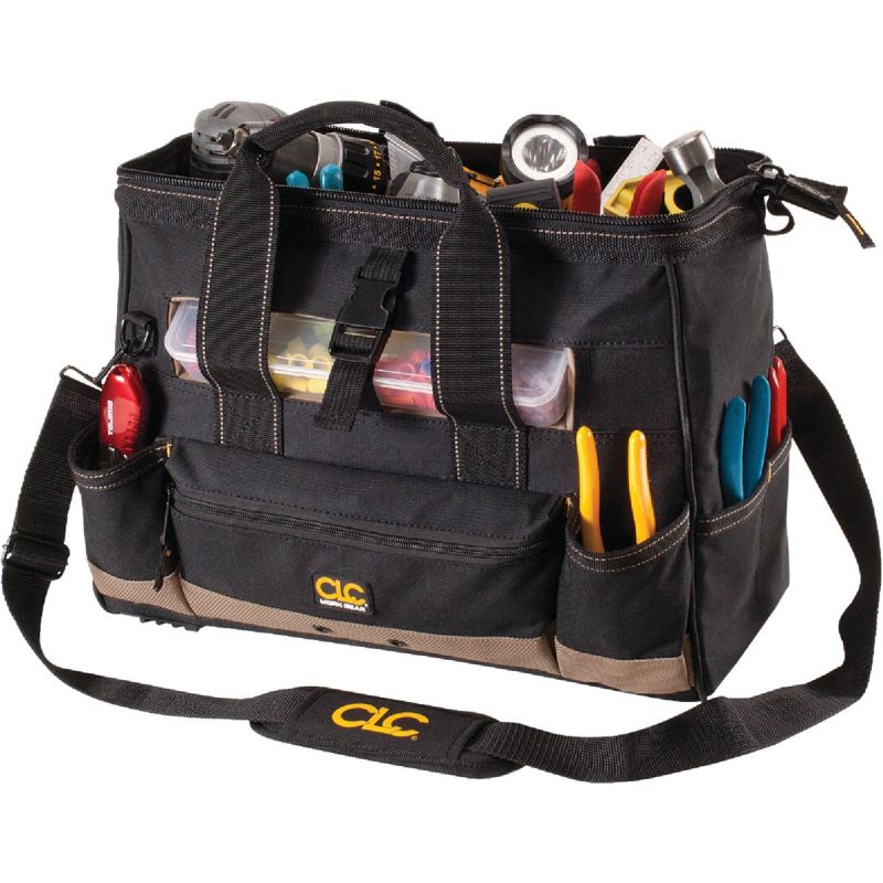 CLC 25-Pocket Tool Bag with Top-Side Tray Black/Tan