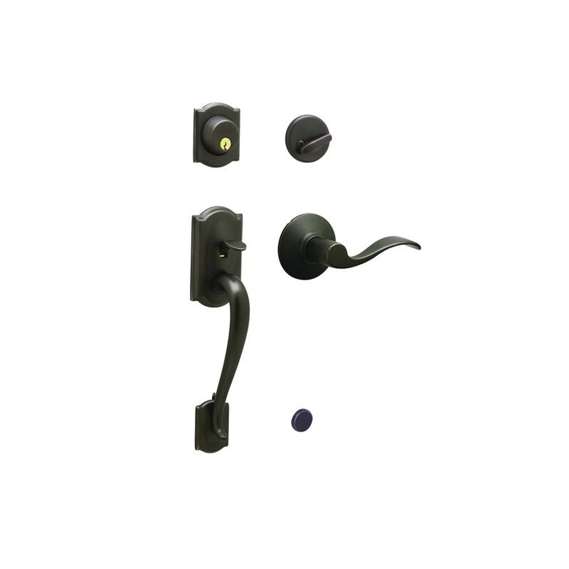 Schlage Camelot Series F60VCAM/ACC716 Combination Lockset, Mechanical Lock, Lever Handle, Wave Design, Aged Bronze