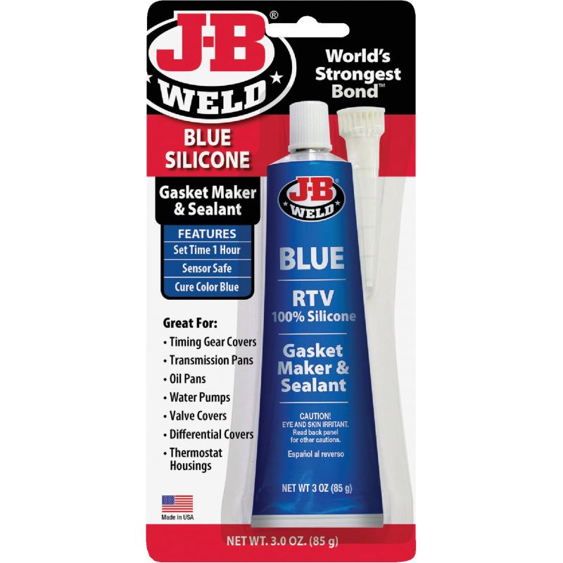 J-B Weld Blue RTV Silicone Gasket &amp; Sealant 3 Oz., Blue