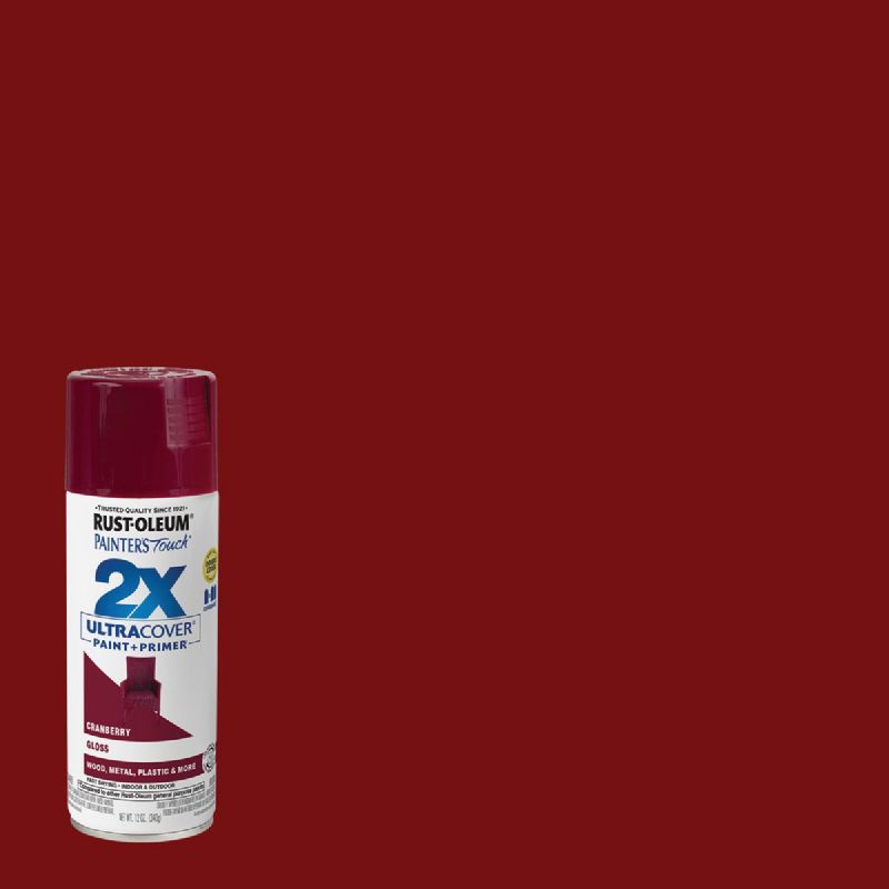Rust-Oleum Painter&#039;s Touch 2X Ultra Cover Paint + Primer Spray Paint Cranberry, 12 Oz.