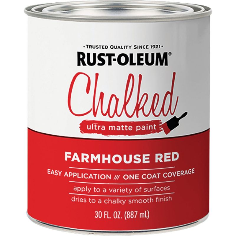 Rust-Oleum Chalked Ultra Matte Chalk Paint Farmhouse Red, 30 Oz.