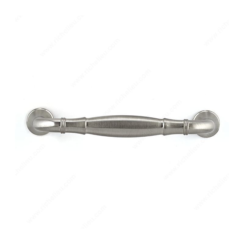 Richelieu BP79096195 Cabinet Pull, 4-13/32 in L Handle, 1-9/15 in Projection, Metal, Brushed Nickel Gray, Traditional