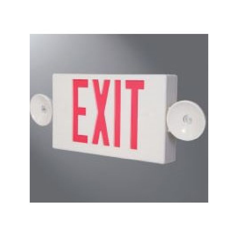 Sure-Lites LPXC Series LPXC25 Emergency Light Exit Sign Combo, 19-3/4 in OAW, 7-1/2 in OAH, 120/277 V, 0.98 W, Red Red