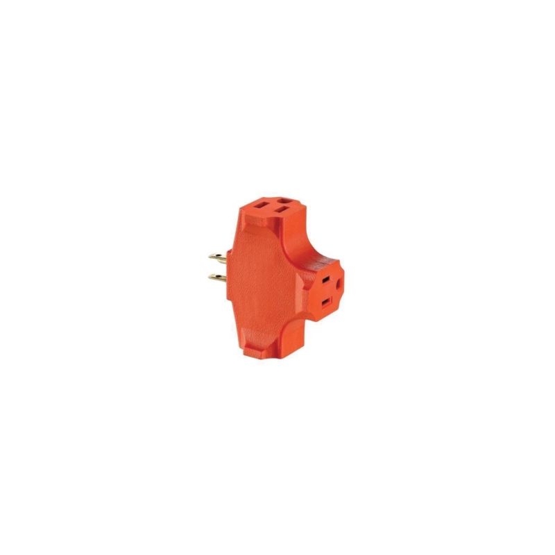Leviton 003-00694-000 Outlet Adapter, 2 -Pole, 15 A, 125 V, 3 -Outlet, NEMA: NEMA 5-15R, Orange Orange