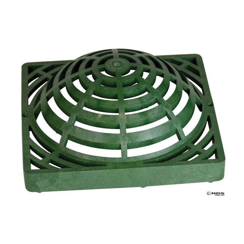 NDS 1280 Atrium Grate, 11-3/4 in L, 11-3/4 in W, Square, 3/8 in Grate Opening, HDPE, Green Green