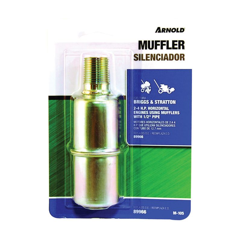 ARNOLD M-105 Small Engine Muffler, 1/2 in Inlet, For: 2 to 4 hp Briggs &amp; Stratton, Tecumseh and Clinton Engines