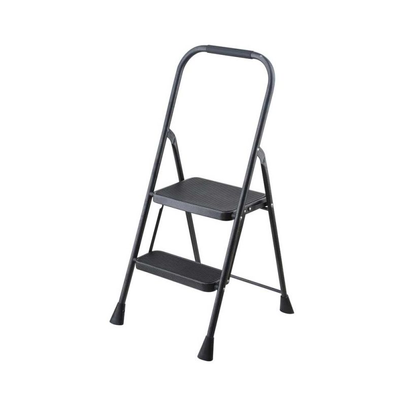 Simple Spaces HB2-2H Folding Type 3 Step Stool, 38-1/2 in H, 2 -Step, 225 lb, 5-1/8 in D Step, Steel, Gray Gray