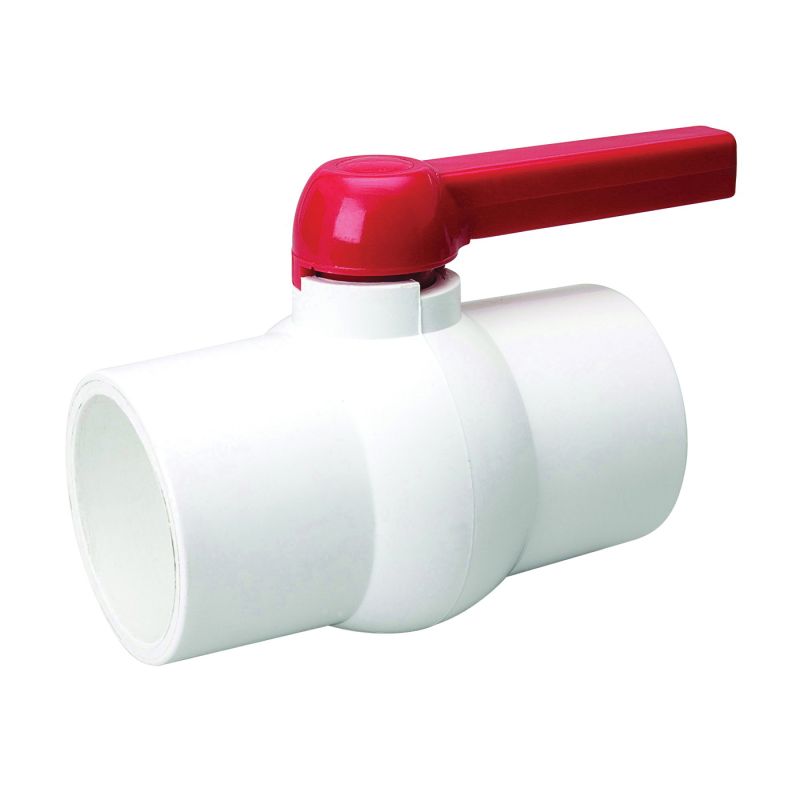 B &amp; K 107-641 Ball Valve, 4 in Connection, Compression, 150 psi Pressure, Manual Actuator, PVC Body White